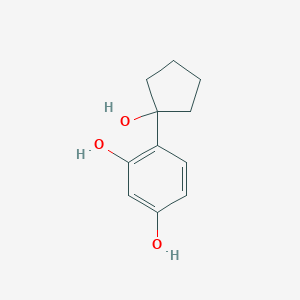 molecular formula C11H14O3 B12331553 4-(1-Hydroxycyclopentyl)benzene-1,3-diol 