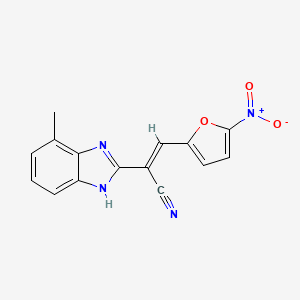 molecular formula C15H10N4O3 B1233156 4-Methyl-alpha-((5-nitro-2-furanyl)methylene)-1H-benzimidazole-2-acetonitrile CAS No. 57358-38-0