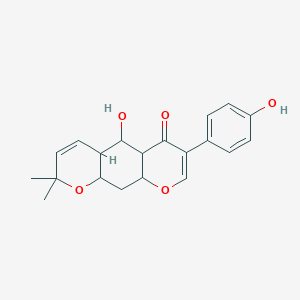 molecular formula C20H22O5 B12331568 5-hydroxy-7-(4-hydroxyphenyl)-2,2-dimethyl-4a,5,5a,9a,10,10a-hexahydropyrano[3,2-g]chromen-6-one 