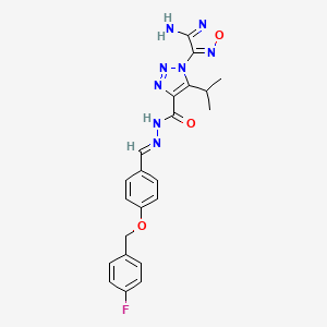 molecular formula C22H21FN8O3 B1233169 1-(4-amino-1,2,5-oxadiazol-3-yl)-N'-[(E)-{4-[(4-fluorobenzyl)oxy]phenyl}methylidene]-5-(propan-2-yl)-1H-1,2,3-triazole-4-carbohydrazide 