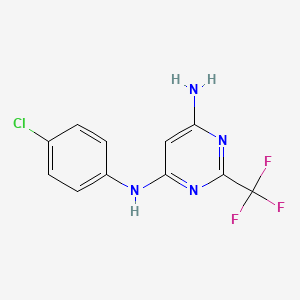 molecular formula C11H8ClF3N4 B12331704 N4-(4-chlorophenyl)-2-(trifluoromethyl)pyrimidine-4,6-diamine 