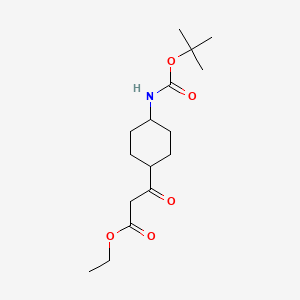 molecular formula C16H27NO5 B12331784 Ethyl 3-((1r,4r)-4-((tert-butoxycarbonyl)amino)cyclohexyl)-3-oxopropanoate 