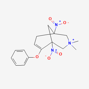 molecular formula C16H20N3O5+ B1233179 3,3-Dimethyl-1,5-dinitro-6-phenoxy-3-azoniabicyclo[3.3.1]non-6-ene 