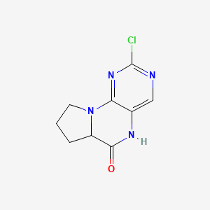 molecular formula C9H9ClN4O B12331868 Pyrrolo[2,1-h]pteridin-6(5H)-one, 2-chloro-6a,7,8,9-tetrahydro- 