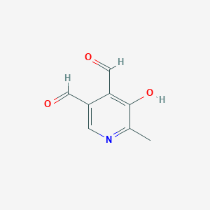 molecular formula C8H7NO3 B12331882 5-hydroxy-6-methyl-3,4-Pyridinedicarboxaldehyde 