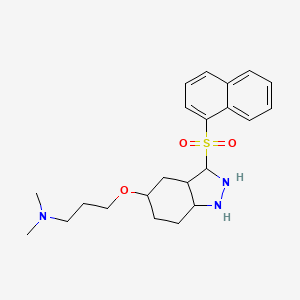 molecular formula C22H31N3O3S B12331974 N,N-dimethyl-3-[(3-naphthalen-1-ylsulfonyl-2,3,3a,4,5,6,7,7a-octahydro-1H-indazol-5-yl)oxy]propan-1-amine 