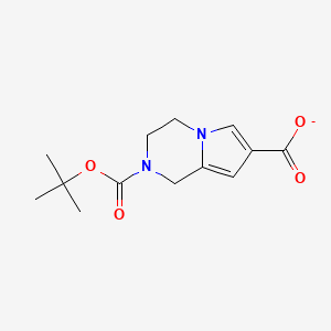 molecular formula C13H17N2O4- B12332052 Pyrrolo[1,2-a]pyrazine-2,7(1H)-dicarboxylic acid, 3,4-dihydro-, 2-(1,1-dimethylethyl) ester 