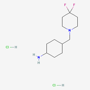 molecular formula C12H24Cl2F2N2 B12332070 (1r,4r)-4-((4,4-Difluoropiperidin-1-yl)methyl)cyclohexanamine dihydrochloride 