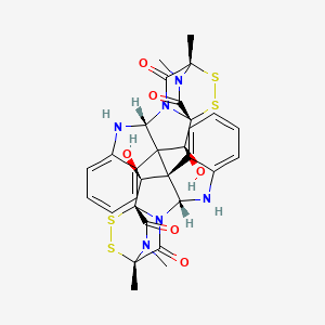 molecular formula C30H28N6O6S4 B12332103 (1S,2S,11R,14S)-2-hydroxy-3-[(1S,2S,3R,11R,14S)-2-hydroxy-14,18-dimethyl-13,17-dioxo-15,16-dithia-10,12,18-triazapentacyclo[12.2.2.01,12.03,11.04,9]octadeca-4,6,8-trien-3-yl]-14,18-dimethyl-15,16-dithia-10,12,18-triazapentacyclo[12.2.2.01,12.03,11.04,9]octadeca-4,6,8-triene-13,17-dione 