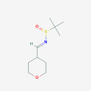 molecular formula C10H19NO2S B12332107 (NE)-2-methyl-N-(oxan-4-ylmethylidene)propane-2-sulfinamide 