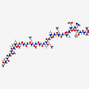 (4S)-4-[[(2S)-2-[[(2S)-2-[[2-[[(2S)-6-amino-2-[[(2S)-2-[[(2S)-2-[[2-[[(2S)-6-amino-2-[[(2S)-2-[[(2S)-2-[[(2S)-2-[[(2S)-6-amino-2-[[2-[[(2S)-2-[[(2S)-2-[[(2S)-2-[[(2S,3S)-2-[[(2S)-2-[[(2S)-2-[[2-[[(2S,3S)-2-[(2-aminoacetyl)amino]-3-methylpentanoyl]amino]acetyl]amino]propanoyl]amino]-3-hydroxypropanoyl]amino]-3-methylpentanoyl]amino]-4-methylpentanoyl]amino]-3-hydroxypropanoyl]amino]propanoyl]amino]acetyl]amino]hexanoyl]amino]-3-hydroxypropanoyl]amino]propanoyl]amino]-4-methylpentanoyl]amino]hexanoyl]amino]acetyl]amino]-4-methylpentanoyl]amino]propanoyl]amino]hexanoyl]amino]acetyl]amino]-4-methylpentanoyl]amino]propanoyl]amino]-5-[[(2S)-1-[[(2S)-1-[[(2S)-1-[[(2S)-1,4-diamino-1,4-dioxobutan-2-yl]amino]-1-oxopropan-2-yl]amino]-1-oxo-3-phenylpropan-2-yl]amino]-3-(1H-imidazol-5-yl)-1-oxopropan-2-yl]amino]-5-oxopentanoic acid