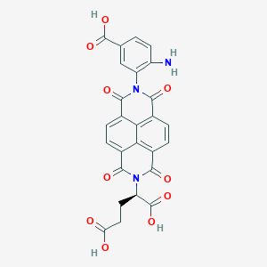 molecular formula C26H17N3O10 B12332252 Pentanedioic acid, 2-[7-(2-amino-5-carboxyphenyl)-3,6,7,8-tetrahydro-1,3,6,8-tetraoxobenzo[lmn][3,8]phenanthrolin-2(1H)-yl]-, (2R)- 