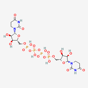 molecular formula C18H30N4O23P4 B12332275 [[(2R,3S,4R,5R)-5-(2,4-dioxo-1,3-diazinan-1-yl)-3,4-dihydroxyoxolan-2-yl]methoxy-hydroxyphosphoryl] [[[(2R,3S,4R,5R)-5-(2,4-dioxo-1,3-diazinan-1-yl)-3,4-dihydroxyoxolan-2-yl]methoxy-hydroxyphosphoryl]oxy-hydroxyphosphoryl] hydrogen phosphate 