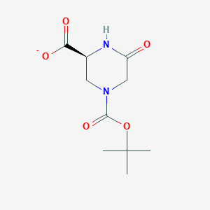 molecular formula C10H15N2O5- B12332300 (2S)-4-[(2-methylpropan-2-yl)oxycarbonyl]-6-oxopiperazine-2-carboxylate 