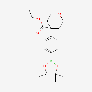 molecular formula C20H29BO5 B12332308 Ethyl 4-(4-(4,4,5,5-tetramethyl-1,3,2-dioxaborolan-2-yl)phenyl)tetrahydro-2H-pyran-4-carboxylate 