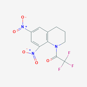 molecular formula C11H8F3N3O5 B12332327 1-(6,8-dinitro-3,4-dihydroquinolin-1(2H)-yl)-2,2,2-trifluoroethanone 