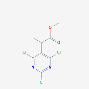 molecular formula C9H9Cl3N2O2 B12332333 ethyl 2-(2,4,6-trichloropyriMidin-5-yl)propanoate 