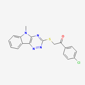 molecular formula C18H13ClN4OS B1233238 1-(4-Chlorophenyl)-2-[(5-methyl-[1,2,4]triazino[5,6-b]indol-3-yl)thio]ethanone 