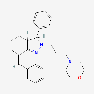 molecular formula C27H33N3O B1233252 3,3a,4,5,6,7-Hexahydro-2-(3-(4-morpholinyl)propyl)-3-phenyl-7-(phenylmethylene)-2H-indazole CAS No. 62516-07-8