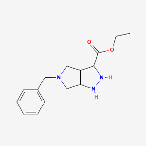 molecular formula C15H21N3O2 B12332568 ethyl 5-benzyl-2,3,3a,4,6,6a-hexahydro-1H-pyrrolo[3,4-c]pyrazole-3-carboxylate 