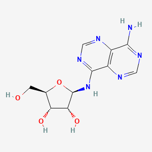 molecular formula C11H14N6O4 B1233262 (2R,3R,4S,5R)-2-[(8-aminopyrimido[5,4-d]pyrimidin-4-yl)amino]-5-(hydroxymethyl)tetrahydrofuran-3,4-diol 