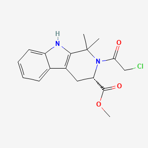 molecular formula C17H19ClN2O3 B1233264 (3S)-2-(2-chloro-1-oxoethyl)-1,1-dimethyl-4,9-dihydro-3H-pyrido[3,4-b]indole-3-carboxylic acid methyl ester 