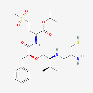 molecular formula C26H45N3O6S2 B1233267 (2S)-2-[[(2S)-2-[(2S,3R)-2-[(2-amino-3-mercaptopropyl)amino]-3-methylpentoxy]-1-oxo-3-phenylpropyl]amino]-4-methylsulfonylbutanoic acid propan-2-yl ester 
