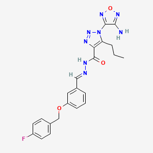 molecular formula C22H21FN8O3 B1233275 1-(4-amino-1,2,5-oxadiazol-3-yl)-N'-[(E)-{3-[(4-fluorobenzyl)oxy]phenyl}methylidene]-5-propyl-1H-1,2,3-triazole-4-carbohydrazide 