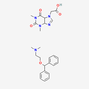 molecular formula C26H33N5O5 B12332811 2-benzhydryloxy-N,N-dimethylethanamine;2-(1,3-dimethyl-2,6-dioxo-4,5-dihydropurin-7-yl)acetic acid 