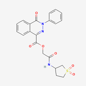 molecular formula C21H19N3O6S B1233284 4-Oxo-3-phenyl-1-phthalazinecarboxylic acid [2-[(1,1-dioxo-3-thiolanyl)amino]-2-oxoethyl] ester 