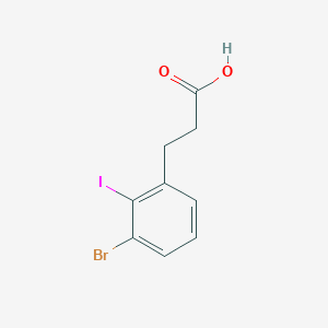 molecular formula C9H8BrIO2 B12332886 Benzenepropanoic acid, 3-bromo-2-iodo- 