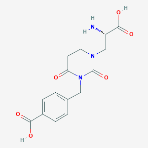 molecular formula C15H17N3O6 B12332979 4-[[3-[(2S)-2-amino-2-carboxyethyl]-2,6-dioxo-1,3-diazinan-1-yl]methyl]benzoic acid 