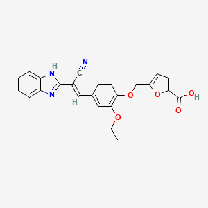 molecular formula C24H19N3O5 B1233301 5-[[4-[(E)-2-(1H-benzimidazol-2-yl)-2-cyanoethenyl]-2-ethoxyphenoxy]methyl]furan-2-carboxylic acid 