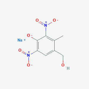 molecular formula C8H7N2NaO6 B12333020 Sodium 4-(hydroxymethyl)-3-methyl-2,6-dinitrophenolate 