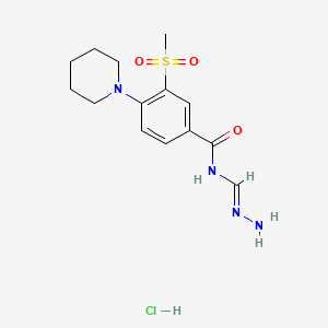 N-[(E)-hydrazinylidenemethyl]-3-methylsulfonyl-4-piperidin-1-ylbenzamide;hydrochloride