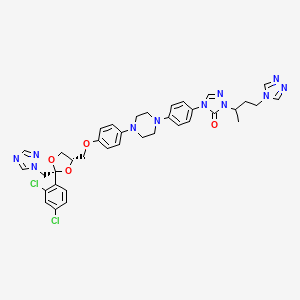 molecular formula C37H39Cl2N11O4 B12333126 4-[4-[4-[4-[[(2R,4S)-2-(2,4-dichlorophenyl)-2-(1,2,4-triazol-1-ylmethyl)-1,3-dioxolan-4-yl]methoxy]phenyl]piperazin-1-yl]phenyl]-2-[4-(1,2,4-triazol-4-yl)butan-2-yl]-1,2,4-triazol-3-one 