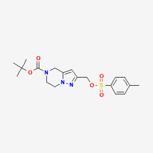 molecular formula C19H25N3O5S B12333147 tert-butyl 2-(p-tolylsulfonyloxymethyl)-6,7-dihydro-4H-pyrazolo[1,5-a]pyrazine-5-carboxylate 