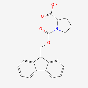 molecular formula C20H18NO4- B12333160 1,2-Pyrrolidinedicarboxylic acid, 1-(9H-fluoren-9-ylmethyl) ester 