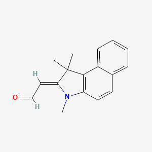 molecular formula C17H17NO B12333165 Acetaldehyde, 2-(1,3-dihydro-1,1,3-trimethyl-2H-benz[e]indol-2-ylidene)- 