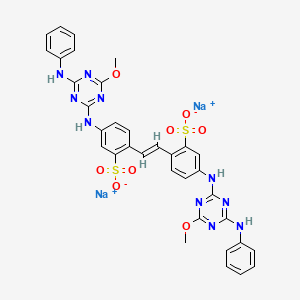 molecular formula C34H28N10Na2O8S2 B1233323 4,4'-双[(4-苯胺基-6-甲氧基-1,3,5-三嗪-2-基)氨基]芪-2,2'-二磺酸二钠 CAS No. 3426-43-5