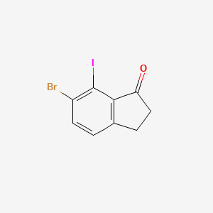 molecular formula C9H6BrIO B12333289 1H-Inden-1-one, 6-bromo-2,3-dihydro-7-iodo- 