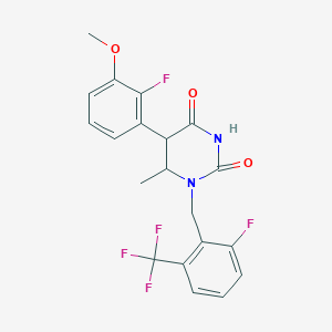 molecular formula C20H17F5N2O3 B12333303 5-(2-Fluoro-3-methoxyphenyl)-1-[[2-fluoro-6-(trifluoromethyl)phenyl]methyl]-6-methyl-1,3-diazinane-2,4-dione 