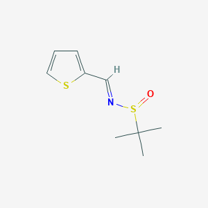 molecular formula C9H13NOS2 B12333375 (R)-2-methyl-N-[(1E)-(thiophen-2-yl)methylidene]propane-2-sulfinamide 