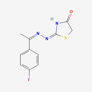 (2E)-2-[(Z)-2-[1-(4-fluorophenyl)ethylidene]hydrazin-1-ylidene]-1,3-thiazolidin-4-one