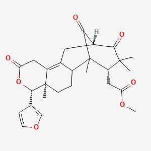 molecular formula C27H32O7 B1233342 methyl 2-[(5R,6R,13S,16S)-6-(furan-3-yl)-1,5,15,15-tetramethyl-8,14,17-trioxo-7-oxatetracyclo[11.3.1.02,11.05,10]heptadec-10-en-16-yl]acetate 