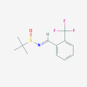 molecular formula C12H14F3NOS B12333463 (R)-2-methyl-N-(2-(trifluoromethyl)benzylidene)propane-2-sulfinamide 