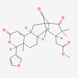 molecular formula C27H32O7 B1233350 7,11-Methano-2H-cycloocta[f][2]benzopyran-8-aceticacid,4-(3-furanyl)-4,4a,5,6,6a,7,8,9,10,11,12,12a-dodecahydro-4a,7,9,9-tetramethyl-2,10,13-trioxo-,methyl ester, (4R,4aR,7S,8S,11S)- 