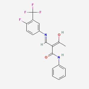 (2Z)-2-({[4-fluoro-3-(trifluoromethyl)phenyl]amino}methylidene)-3-oxo-N-phenylbutanamide