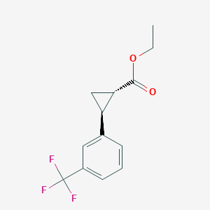 molecular formula C13H13F3O2 B12333633 (1RS,2RS)-2-(3-Trifluoromethyl-phenyl)-cyclopropanecarboxylic acid ethyl ester 