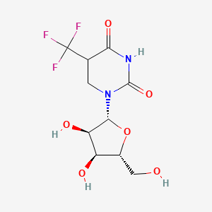 molecular formula C10H13F3N2O6 B12333643 1-[(2R,3R,4S,5R)-3,4-dihydroxy-5-(hydroxymethyl)oxolan-2-yl]-5-(trifluoromethyl)-1,3-diazinane-2,4-dione 